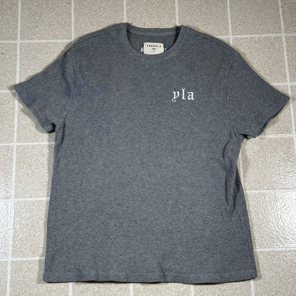 YoungLA Waffle 427 Tee Knit Oversized Gym Shirt Lifting Heavy Cotton Men Large